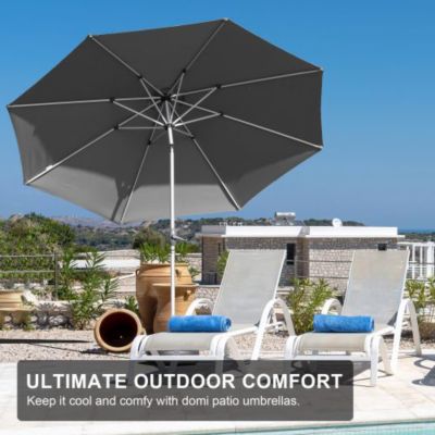9FT Patio Umbrella Outdoor Table Umbrella with Push Button Tilt and Crank UV Protection Waterproof Gray