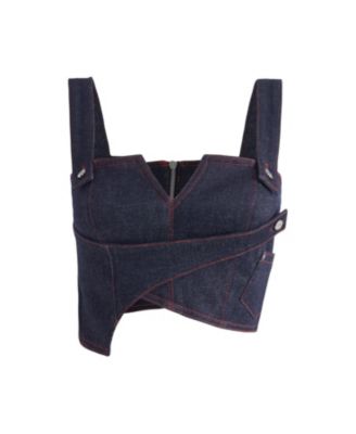 Women's Harvey Denim Crop Top | Unique Strappy Design