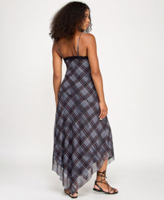 Juniors' Lace-Trim Mesh Slip Dress