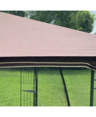 10x10 Ft Patio Double Roof Gazebo Replacement Canopy Top Fabric,Brown