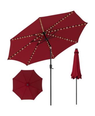 LUCKY ONE 10 Feet Patio Umbrella with 112 Solar Lights and Crank Handle