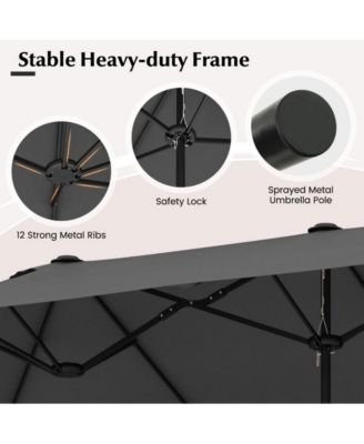 13 Feet Double-Sided Patio Twin Table Umbrella with Crank Handle