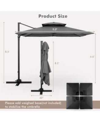 9.5 Feet Cantilever Patio Umbrella with 360° Rotation and Double Top