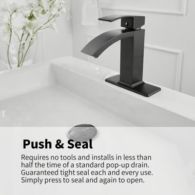 Waterfall Single Hole Single-Handle Low-Arc Bathroom Sink Faucet With Pop-up Drain Assembly In Brushed Nickel