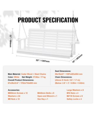 Heavy-Duty Wooden Porch Swing with Hanging Chains – Outdoor Bench for Patio, Porch, or Garden