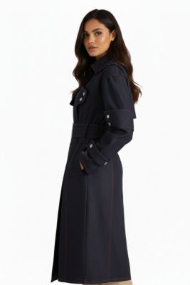 Women's Chaby Denim Jacket Trench Coat Long Coat