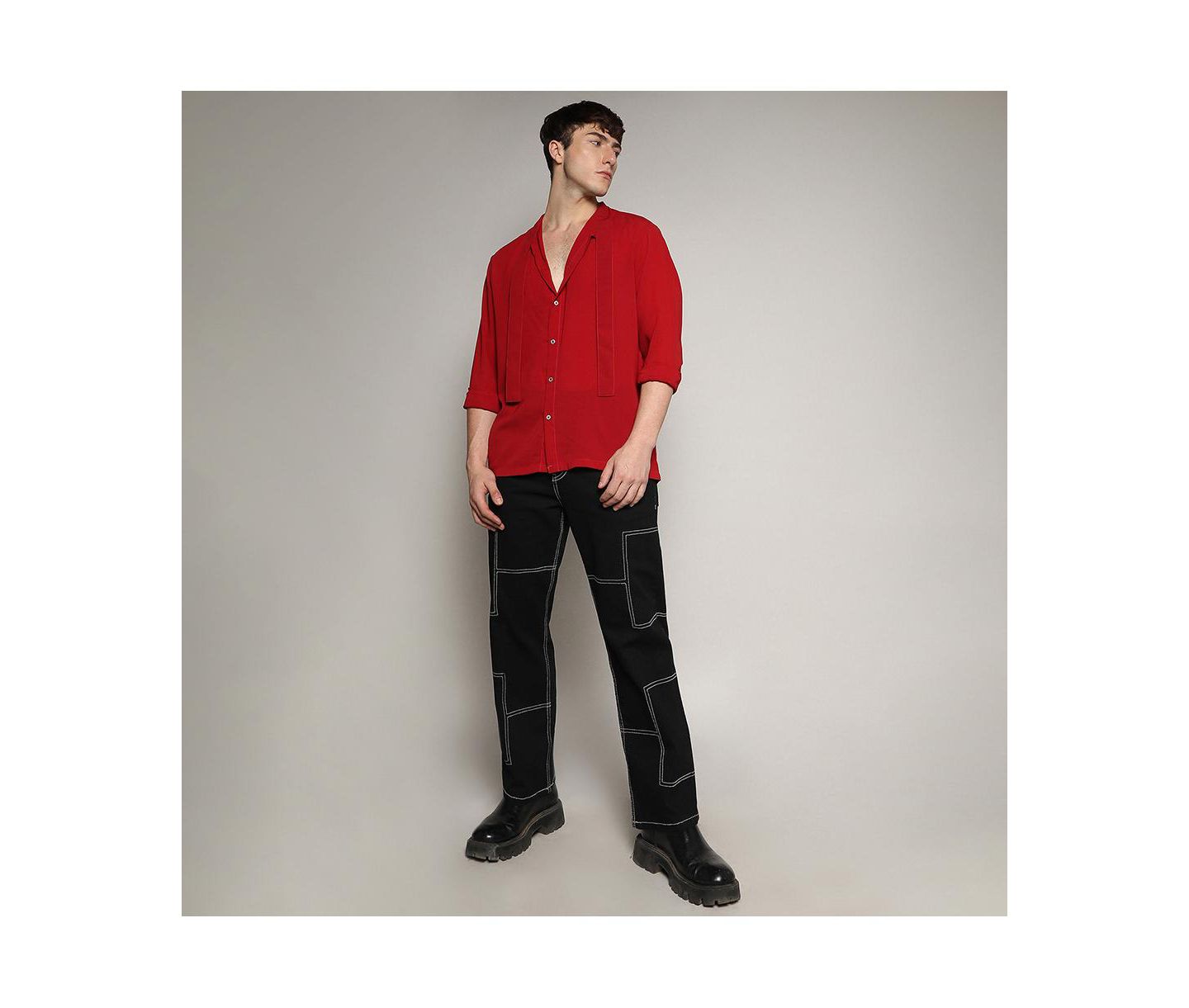 Мужская рубашка Cahoot Campus Sutra Crimson Red Slash Collar, цвет: Красный — фото 3