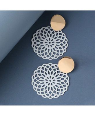 Women's Red Floral Filigree Drop Earrings