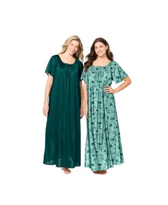 Plus Size Only Necessities 2-Pack Long Silky Gown