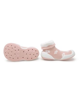 Baby Girls First Walk Sock Shoes Daisies - Mauve
