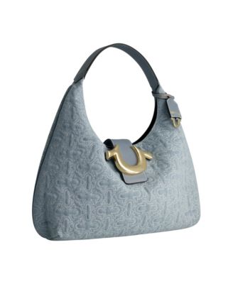 Quilted Horseshoe Large Denim Hobo