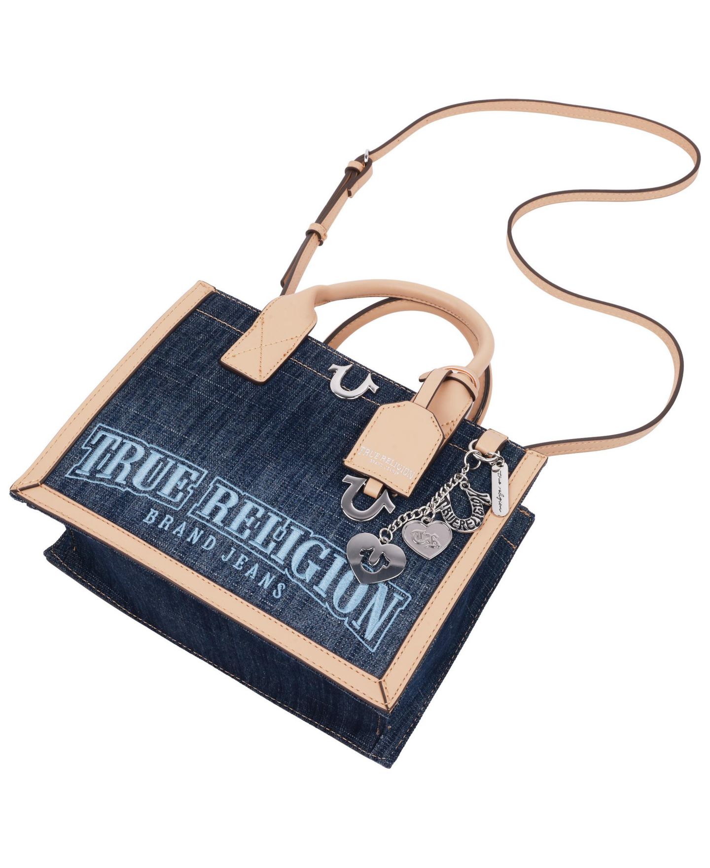 Женская сумка True Religion Bombe Logo Denim Tote, цвет: Тёмный джинсовый — фото 9