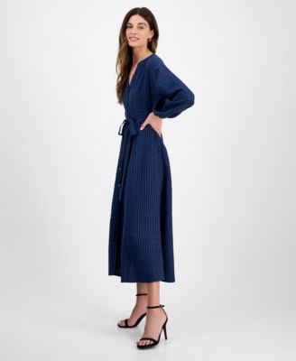 Women's Gingham-Print Belted Shirtdress