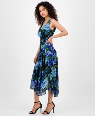 Women's Handkerchief-Hem Floral-Print Dress