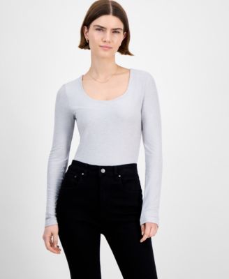 Planet Heart - Juniors' Long-Sleeve Scoop-Neck Bodysuit