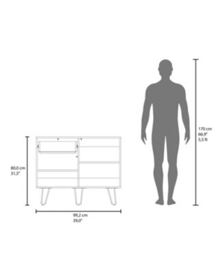 Depot E-Shop Chelan Sideboard, 2 Doors, 1 Drawer, 4 Shelves, White / Natural Oak