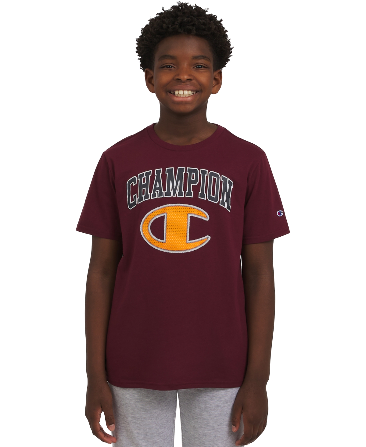 Champion Big Boys Short-sleeve Logo Graphic T-shirt In Brown