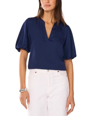 Vince Camuto - Women's V-Neck Short-Puff-Sleeve Blouse