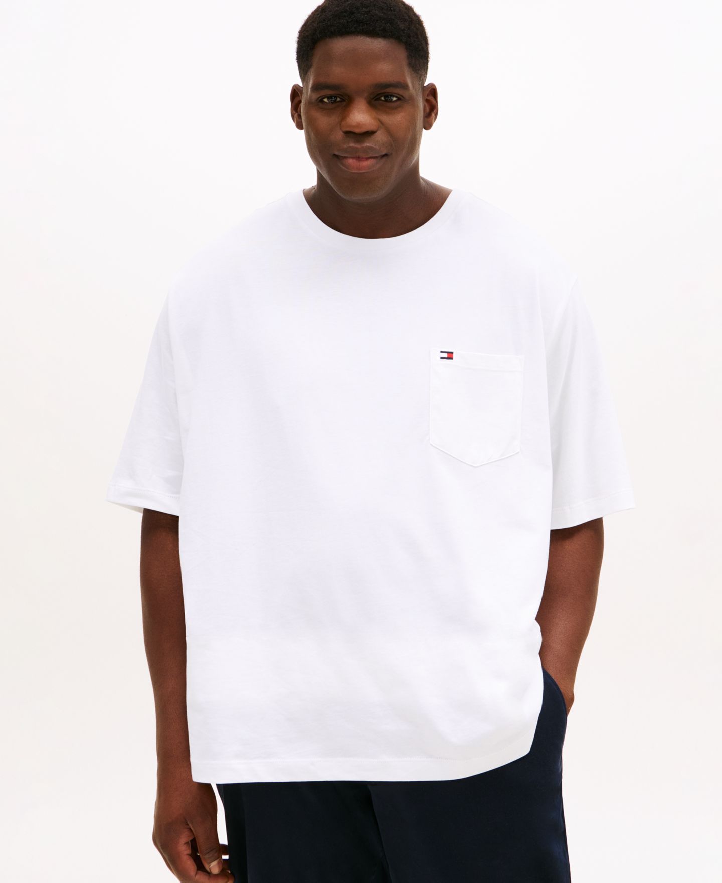 Мужская футболка Tommy Hilfiger Big & Tall Tommy Crew Neck Pocket, цвет: Яркий белый — фото 1