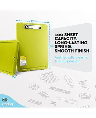 Clipboard with Storage Pink, Letter Size Storage Clipboard with Compartments Case for Nurse Teachers Plastic Translucent Holds 100 Sheets Also Avail. in Green, Pink, Red, Blue, Grey, Black-by Enday