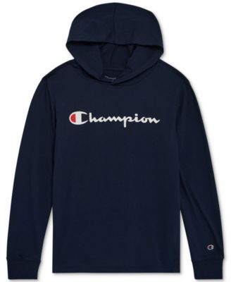 Big Boys Signature Logo Long-Sleeve Hooded T-Shirt