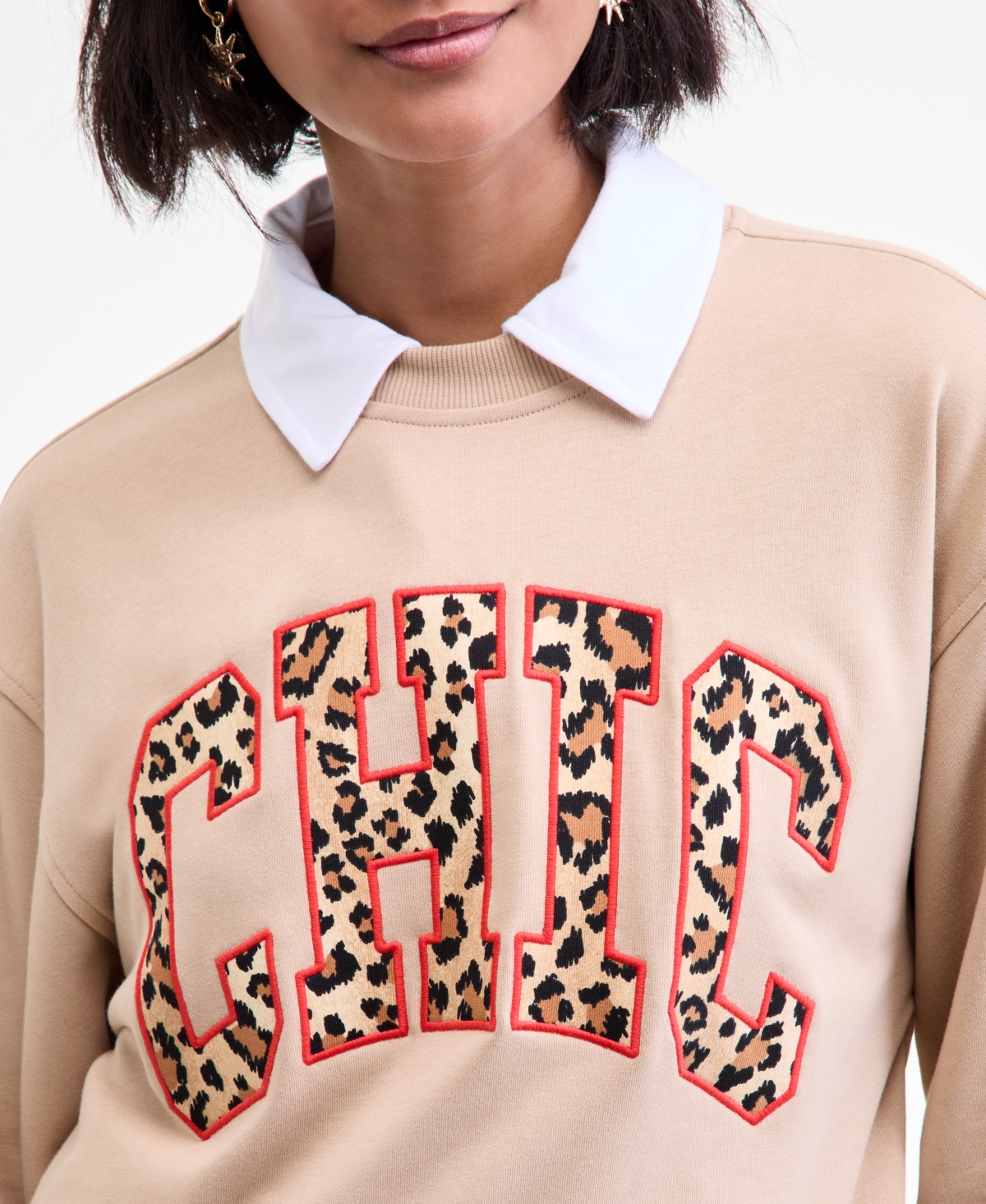 On 34th Women's Chic Varsity Crewneck Sweatshirt, Macy's Exclusive In Neutral
