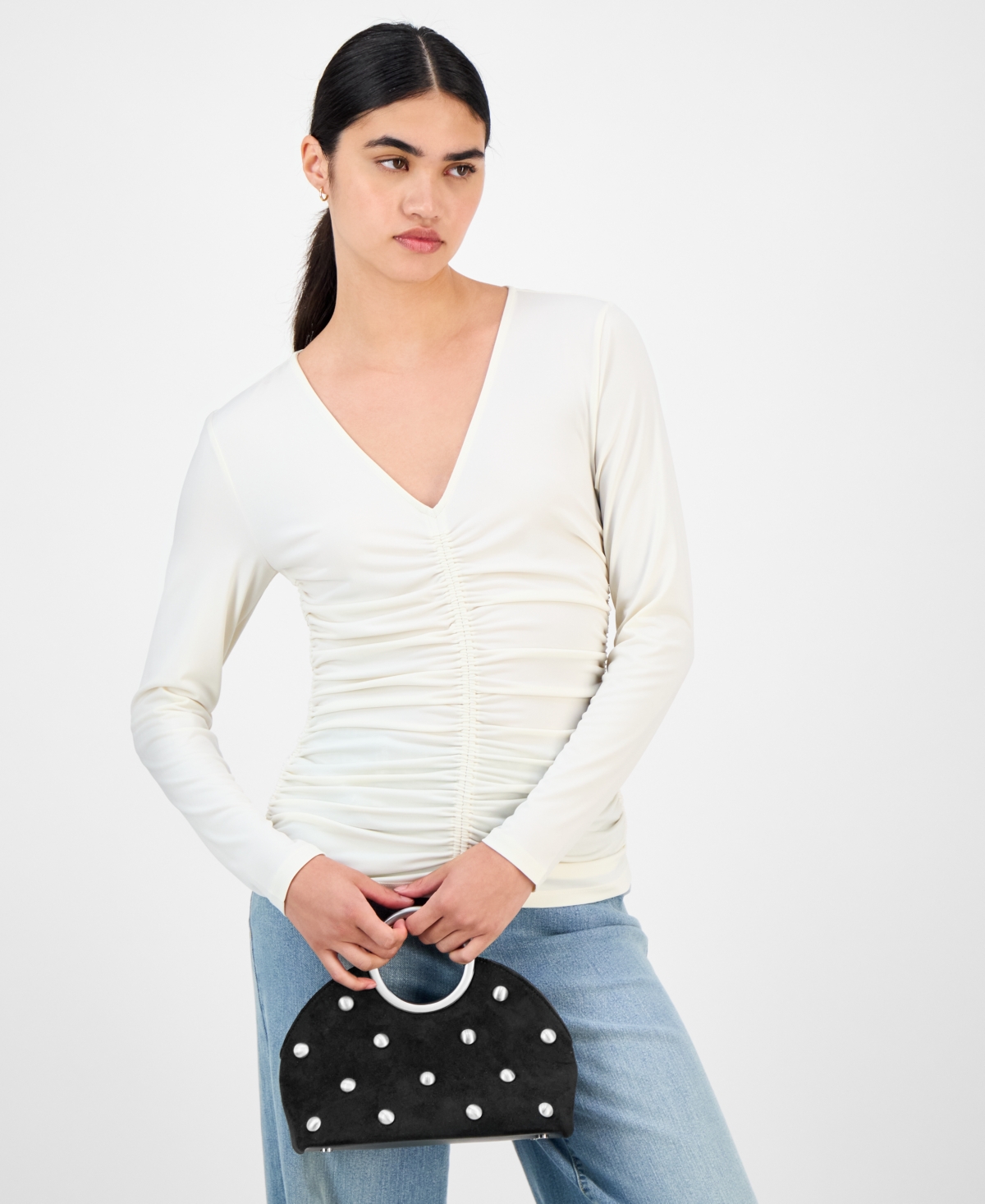 Inc International Concepts Tysha Bangle Stud Clutch, Exclusively At Macy's In Black