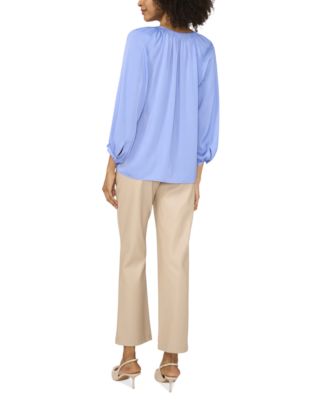 Women's Tie-Neck Peasant-Sleeve Blouse
