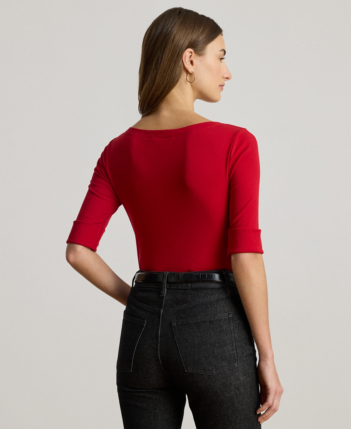 Lauren Ralph Lauren Petite Stretch Cotton Boatneck Tee