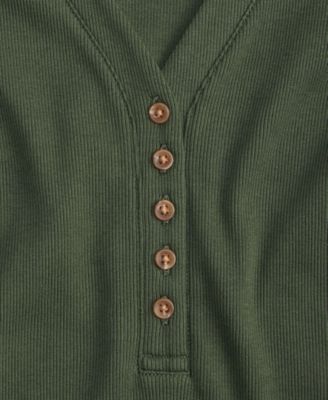 Women's Puff-Shoulder Long-Sleeve Henley T-Shirt, Macy's Exclusive