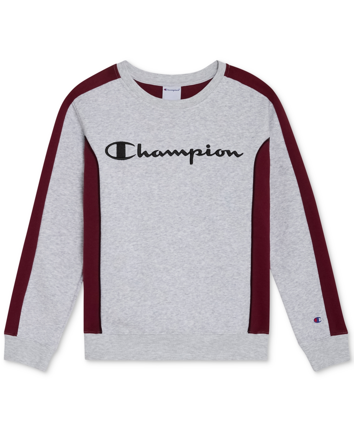 Champion Big Boys Colorblocked Crewneck Sweatshirt In Gray