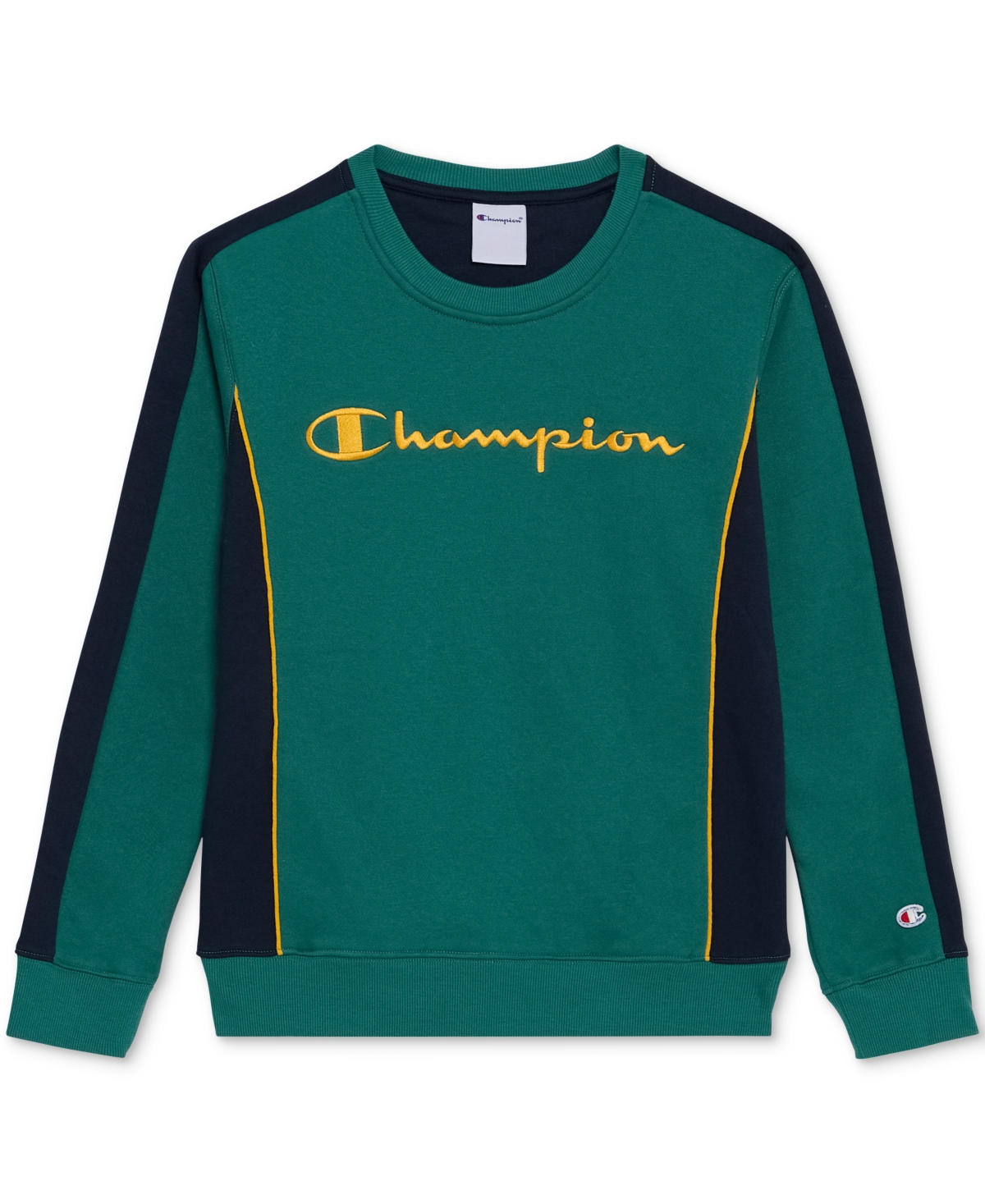 Champion Big Boys Colorblocked Crewneck Sweatshirt In Green