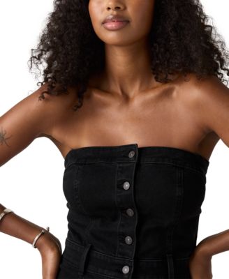 Women's Denim Bustier Button-Front Dress