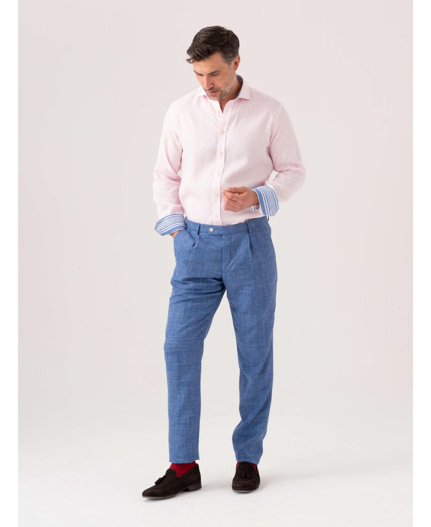 Men's Linen Blend Tailored Trousers