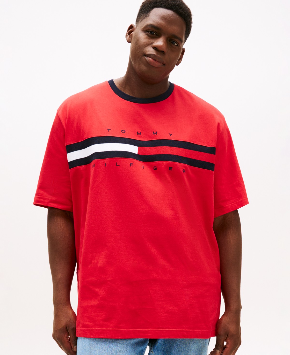 Мужские Tommy Hilfiger Men's Big & Tall Tino Logo Short Sleeve T-Shirt — фото 1