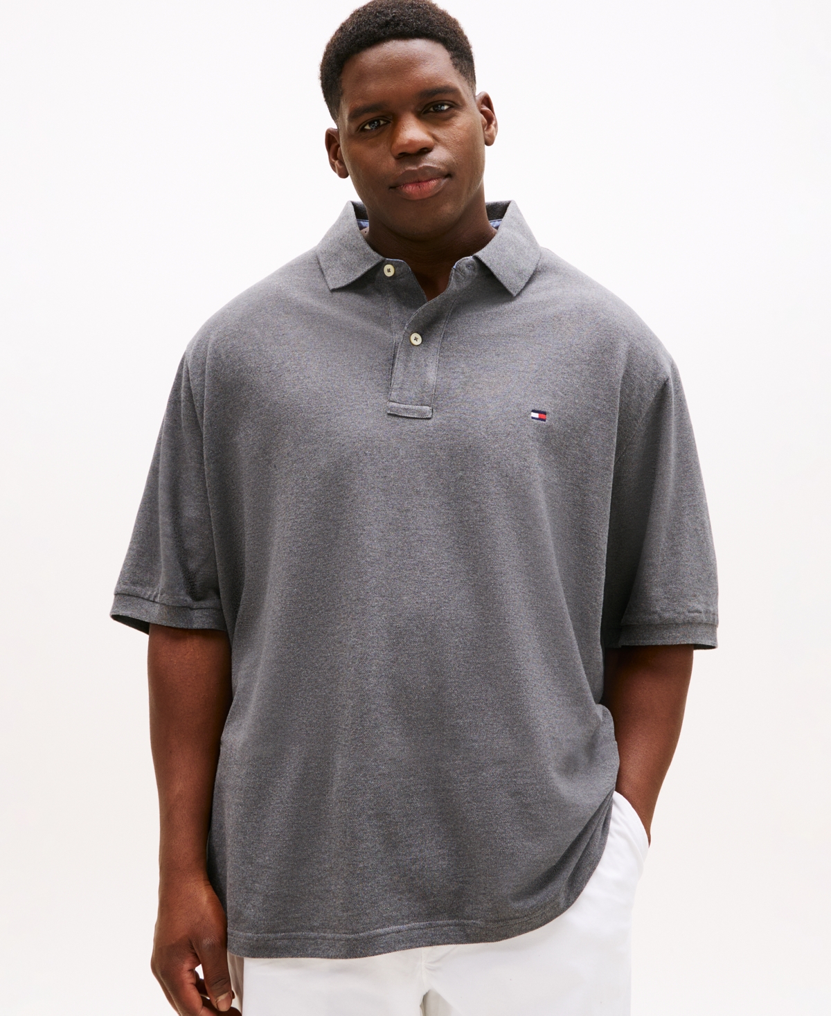 Tommy Hilfiger Men's Big & Tall Classic-Fit Ivy Polo - Medium Grey Heather