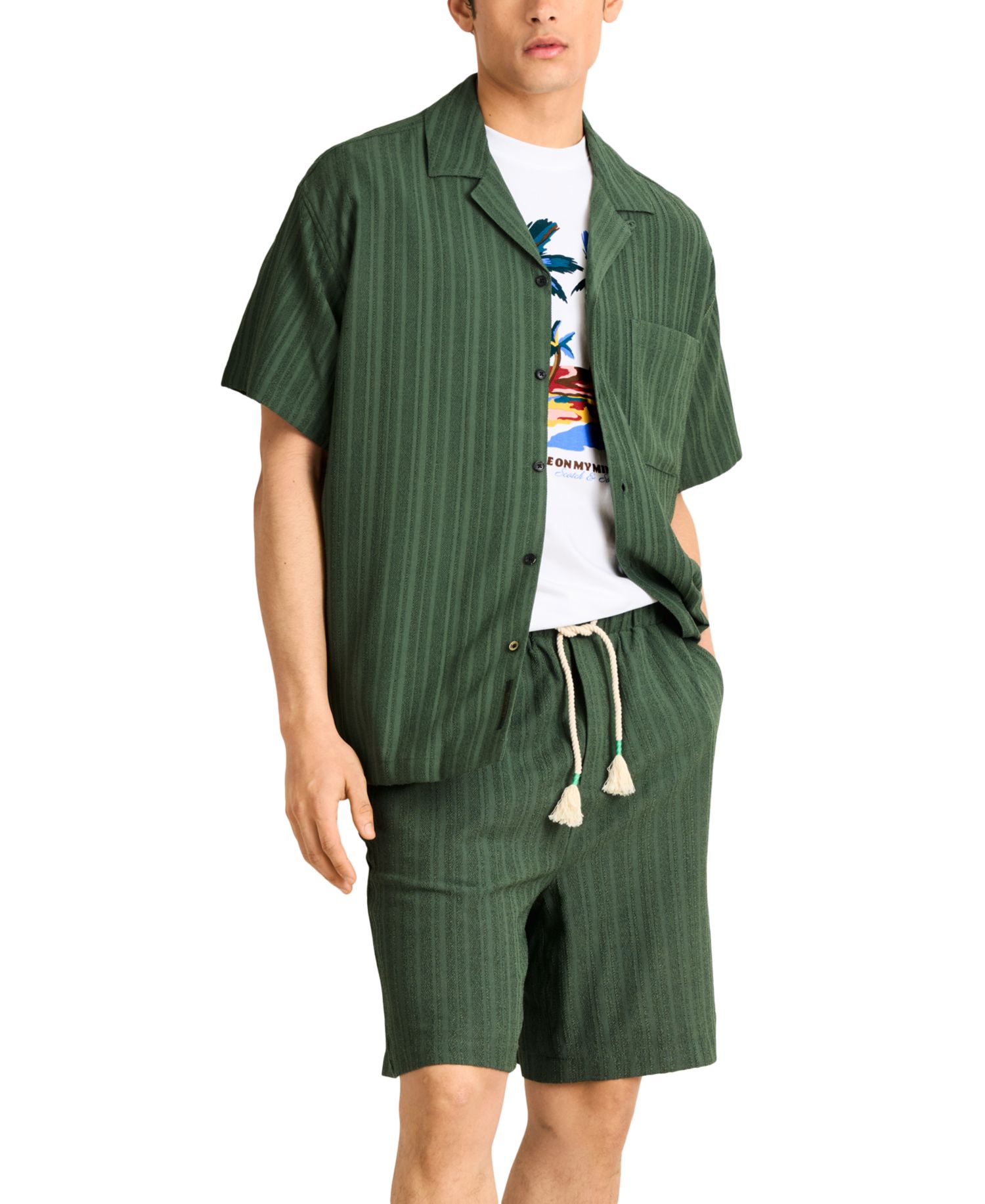 Men's Tonal Stripe Drawstring Shorts