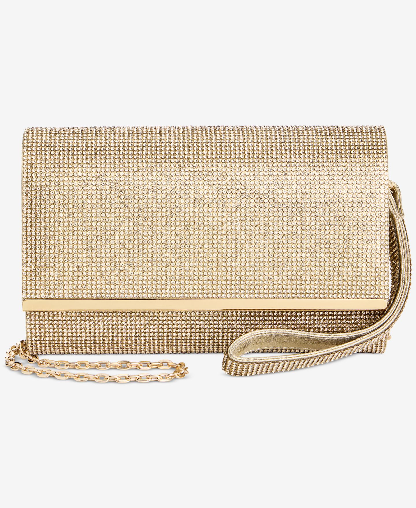 Женский клатч I.N.C. International Concepts Caitlin Satin and Crystal Clutch, цвет: Золотой — фото 1