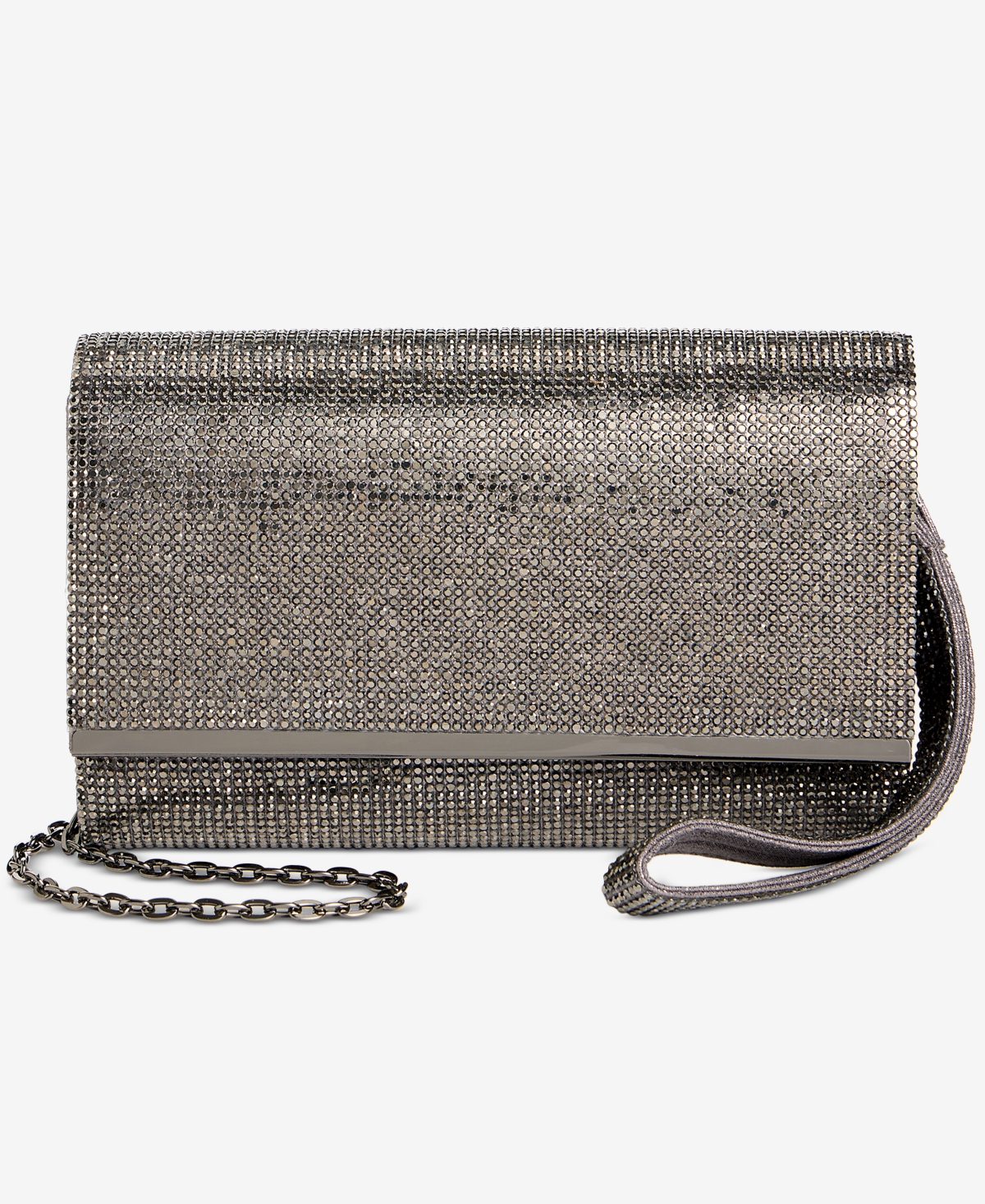 Inc International Concepts Caitlin Satin And Crystal Clutch, Exclusively At Macy's In Gray