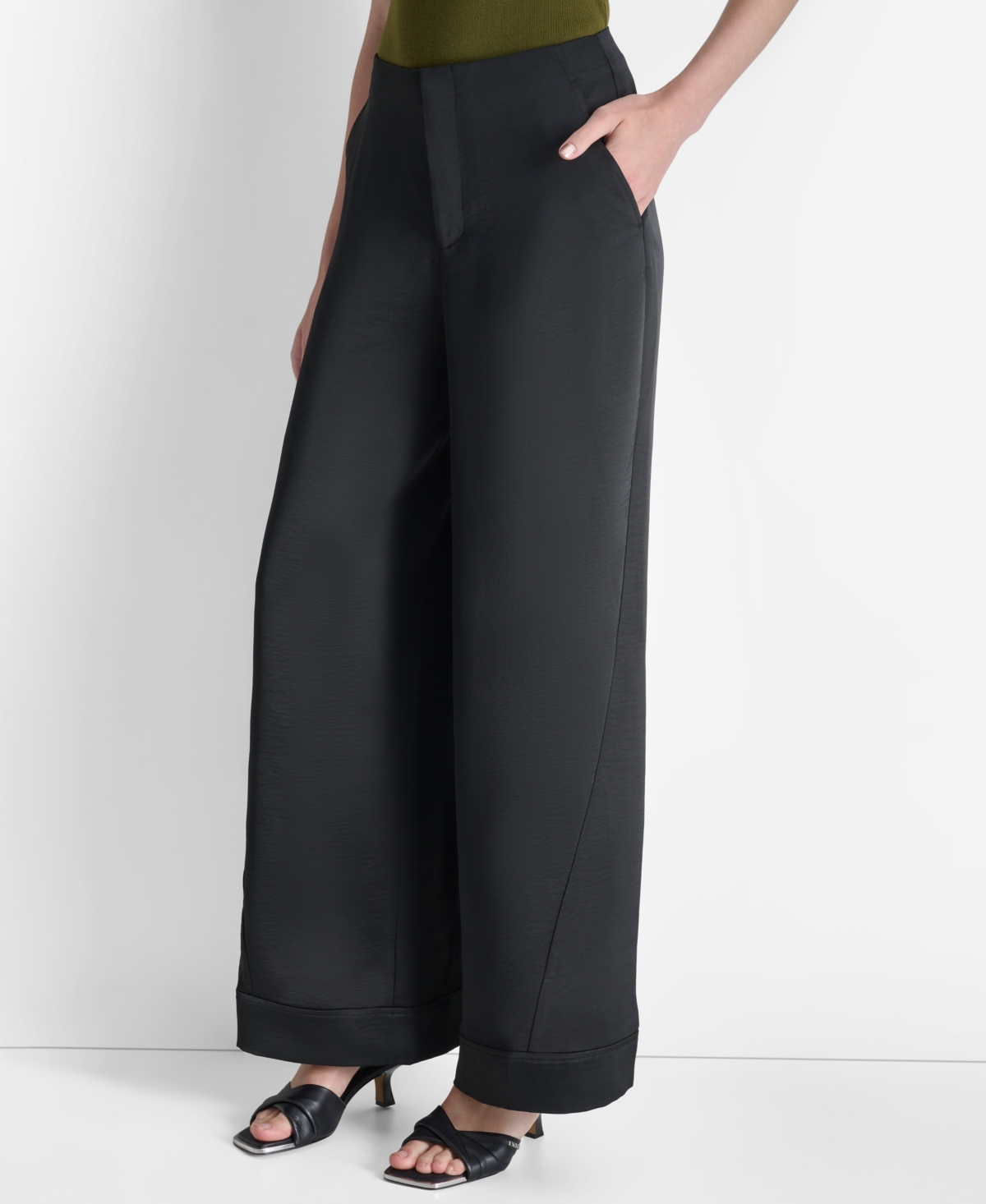 Dkny Wide Leg Pants In Black