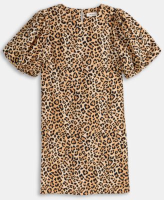 Women's Sketchy Leopard-Print Puff-Sleeve Mini Dress, Macy's Exclusive 