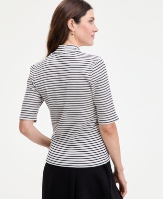 Women's Mock Neck Elbow-Sleeve Top, Created for Macy's