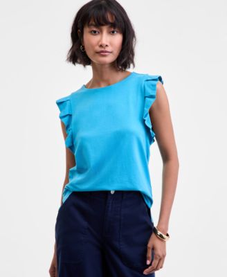 Women's Flutter-Sleeve Jersey T-Shirt, Macy's Exclusive