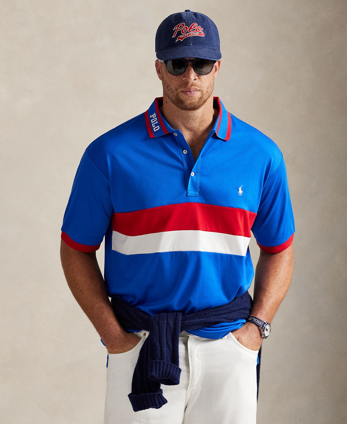 Мужская рубашка поло из мягкого хлопка в полоску Big & Tall в полоску