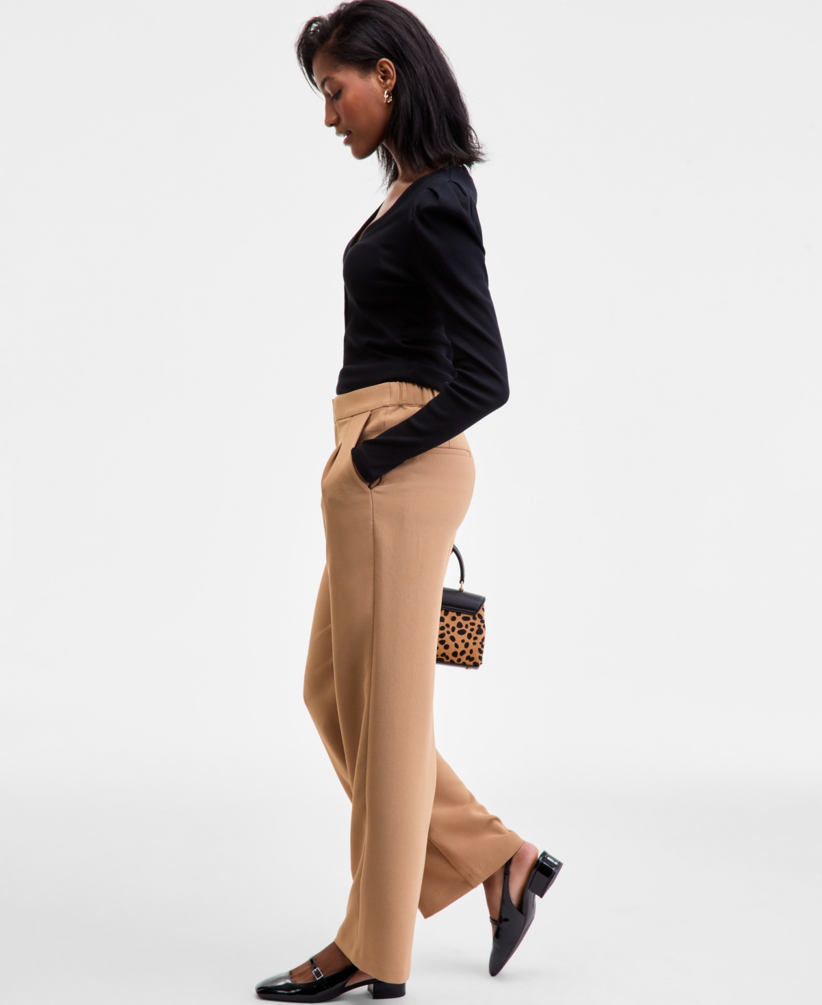 On 34th Women's High-rise Crepette Trouser Pants, Macy's Exclusive In Brown