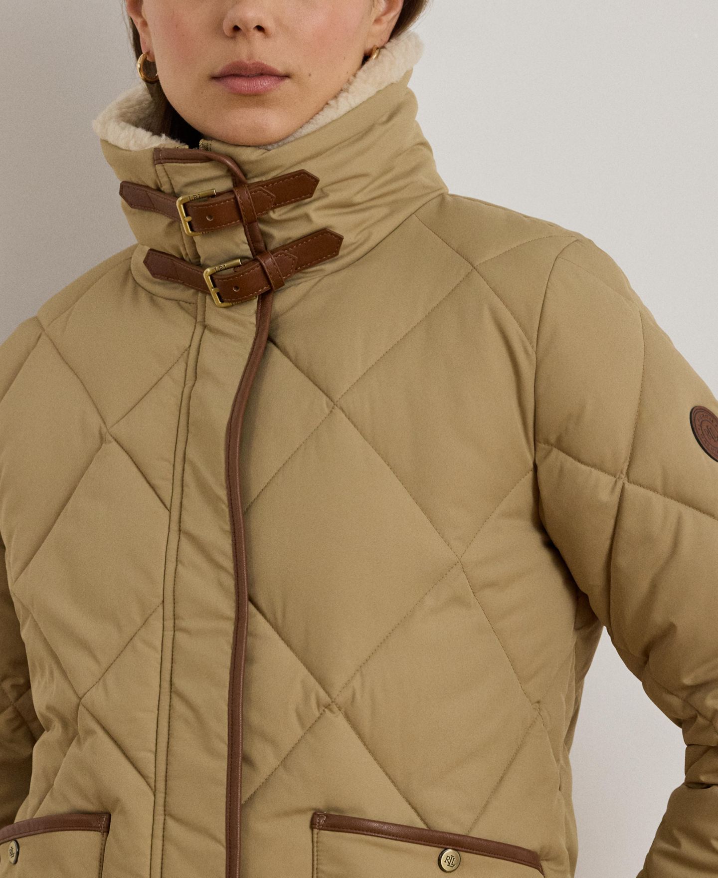 Женская куртка Lauren Ralph Lauren Faux-Fur-Collar Diamond Quilted, цвет: Берёзовый рыжевато-коричневый — фото 3