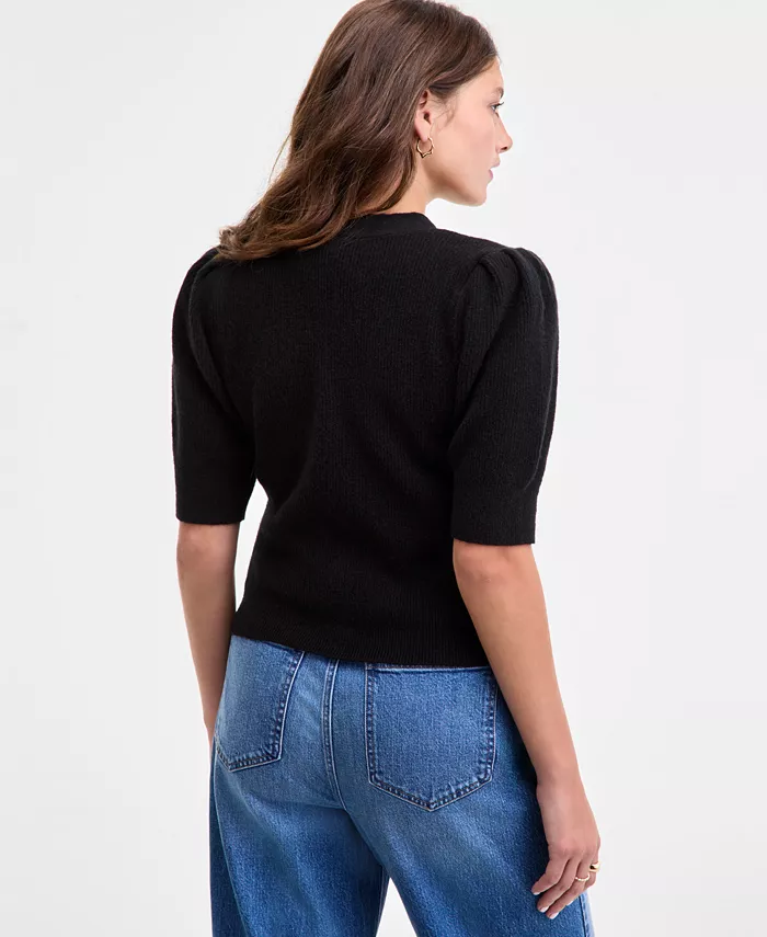 Women's Puff-Sleeve V-Neck Cardigan - thumbnail 4