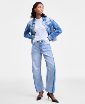 On 34th - Women's High-Rise Two-Tone Barrel-Leg Jeans