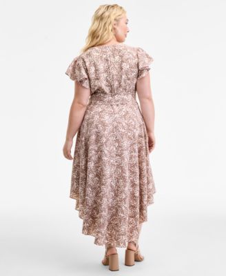 Plus Size Printed Belted Midi Dress