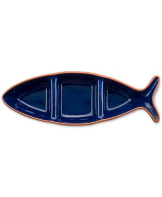 Euro Ceramica - Costa Azul Fish-Shaped Divided Serving Dish, Large